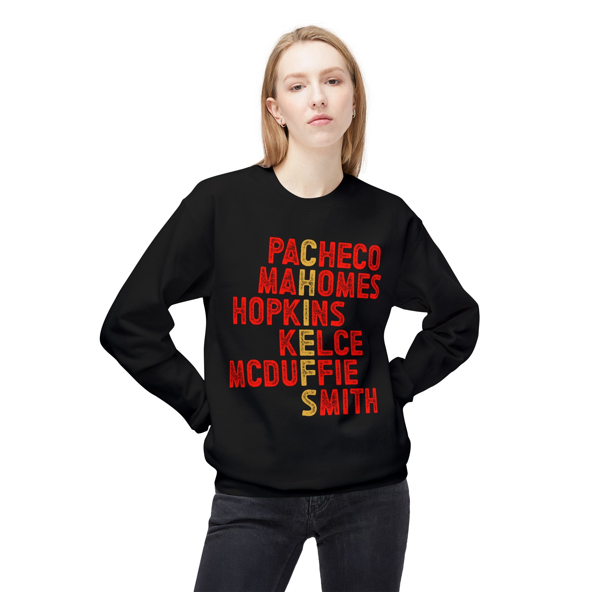 KC Chiefs Player Fleece Crewneck Sweatshirt - Custom Names Design